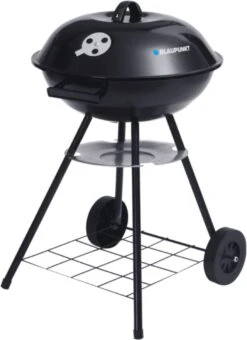 Blaupunkt GC401 Barbecue Au Charbon De Bois Sur Roulettes Grille De Support Ronde Grille De Jardin Chariot De Grillade Avec étagère Inférieure Diamètre 41 Cm Thermomètre BBQ Dans Le Couvercle