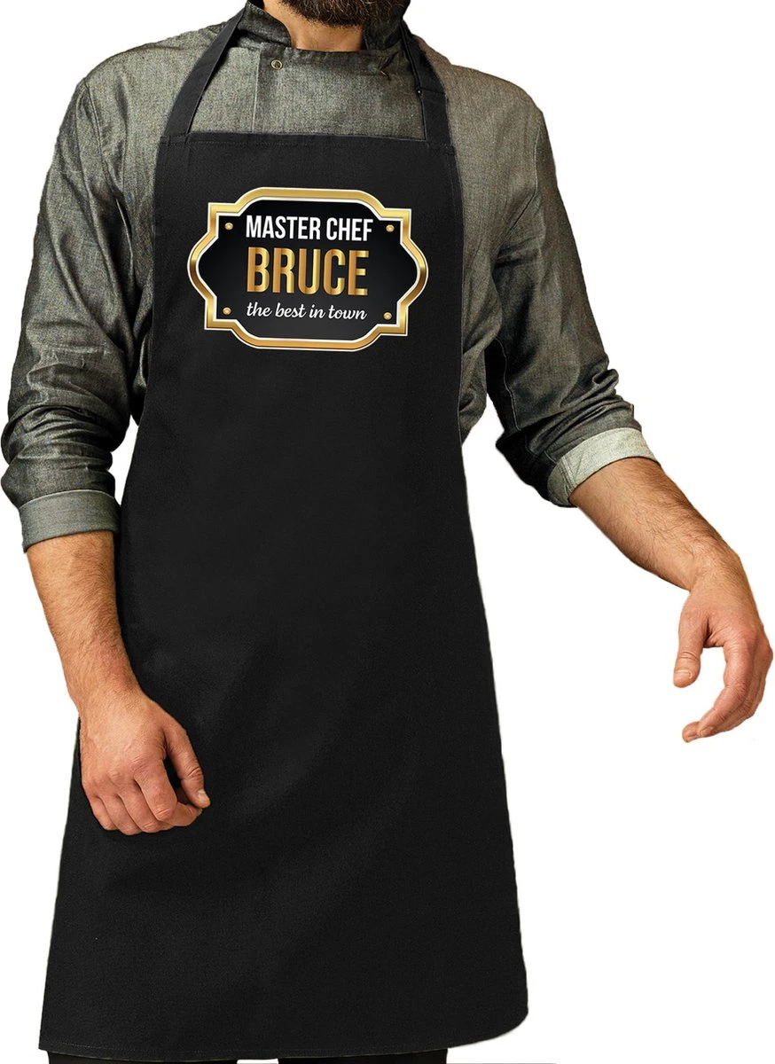 Nom Cadeau Master Chef Bruce Tablier De Cuisine / Tablier De Barbecue Noir Pour Homme / Homme - Cadeau Fête Des Pères / Anniversaire / Retraite 3 Nom Cadeau Master Chef Bruce Tablier De Cuisine / Tablier De Barbecue Noir Pour Homme / Homme - Cadeau Fête Des Pères / Anniversaire / Retraite