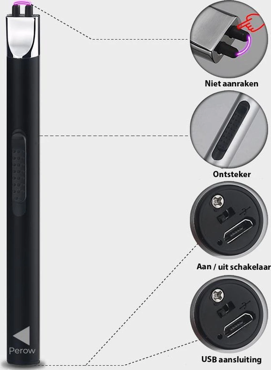 Briquet électrique Long Rechargeable - Briquet à Plasma Durable - Coffret Cadeau Inclus - BBQ - Bougies - Zwart 7 Briquet électrique Long Rechargeable - Briquet à Plasma Durable - Coffret Cadeau Inclus - BBQ - Bougies - Zwart – Image 5