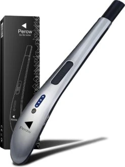 Briquet électrique Long Rechargeable - Argent - Briquet à Plasma Durable - Emballage Cadeau Inclus - BBQ - Bougies