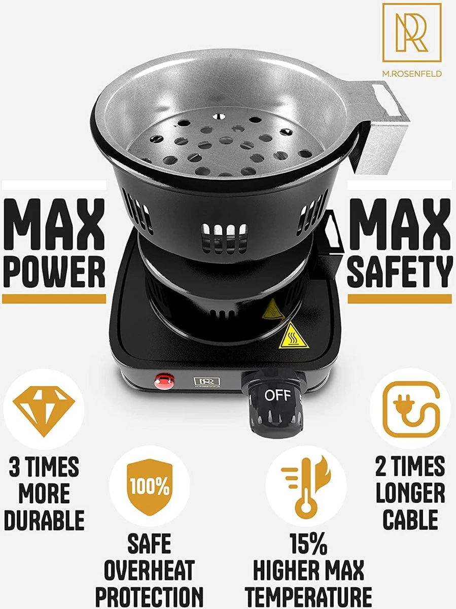 M. Rosenfeld Allume-charbon électrique - Fire Tower 3.0 Allume-charbon Avec Câble Extra Long De 150 Cm, Panier à Charbon Amovible Et 2 Pinces. 4 M. Rosenfeld Allume-charbon électrique - Fire Tower 3.0 Allume-charbon Avec Câble Extra Long De 150 Cm, Panier à Charbon Amovible Et 2 Pinces. – Image 2