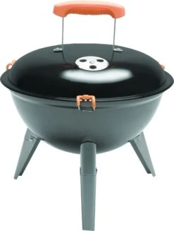 NATERIAL - Barbecue à Charbon Portable PHOENIX NOMAD - 4 Personnes - Ø37 Cm - H. 35/43 Cm - Acier émaillé - Zwart - Grill Sphérique