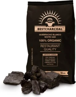Charbon De Bois Quebracho Blanco 15 Kg “Bestcharcoal” RESTAURANT Qualité. à Usage Professionnel