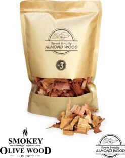 Smokey Olive Wood Fumé - Copeaux De Bois - 1,7L - Bois D'amandier - Copeaux ø 2cm-3cm