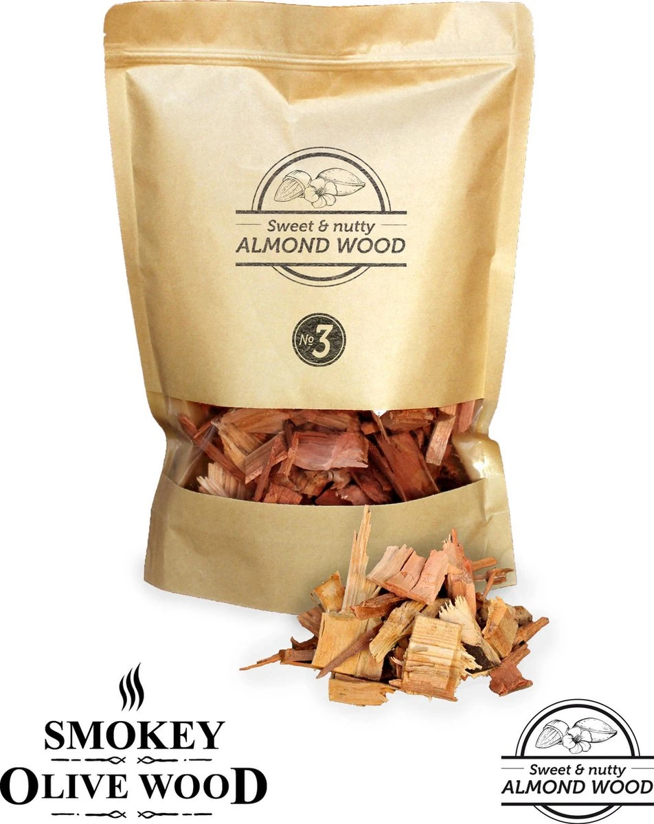 Smokey Olive Wood Fumé - Copeaux De Bois - 1,7L - Bois D'amandier - Copeaux ø 2cm-3cm 3 Smokey Olive Wood Fumé - Copeaux De Bois - 1,7L - Bois D'amandier - Copeaux ø 2cm-3cm
