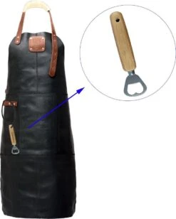Sorprese Premium – Tablier Bbq – Crème Brun-noir – Tablier Bbq Homme – 100% Cuir Premium – Y Compris Ouvre-bouteille - Tablier Bbq Cuir Homme