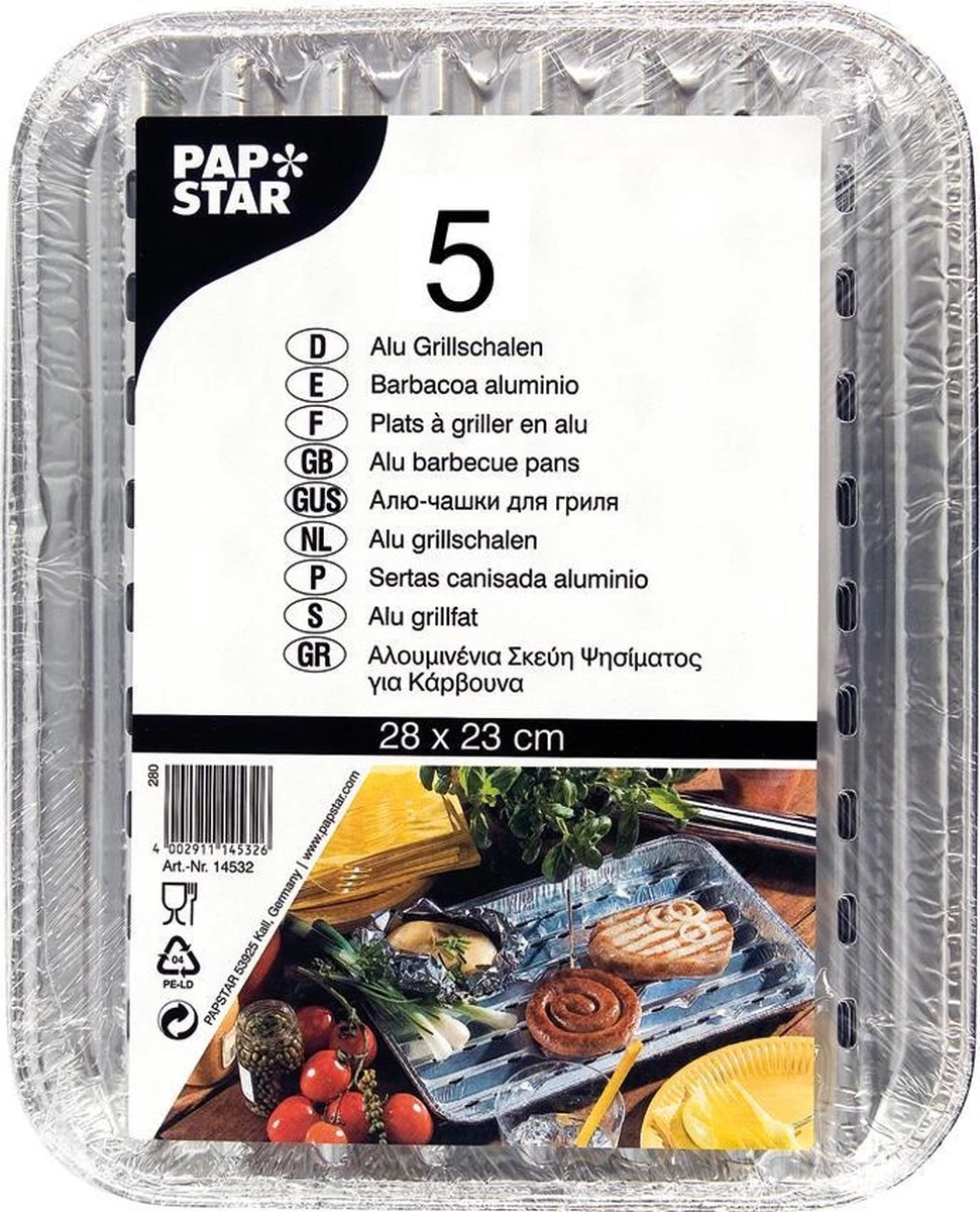 PAPSTAR Plateau Pour Grillades En Aluminium, Rectangulaire 3 PAPSTAR Plateau Pour Grillades En Aluminium, Rectangulaire
