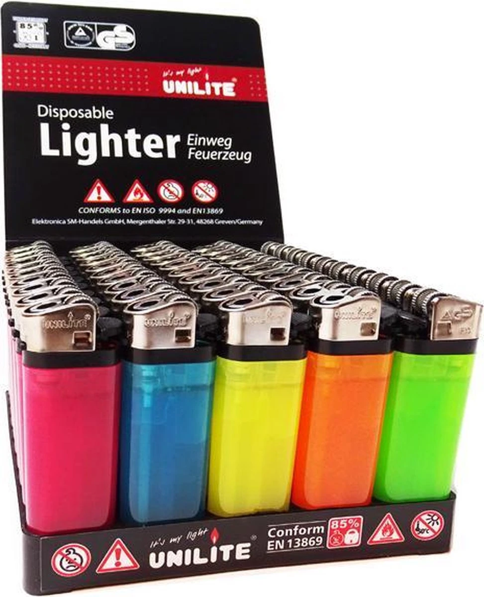 Briquets 200 PCS - Marque Originale Unilite - Briquets Jetables Transparents De Couleur Néon - Briquets De Haute Qualité 4 Briquets 200 PCS - Marque Originale Unilite - Briquets Jetables Transparents De Couleur Néon - Briquets De Haute Qualité – Image 2