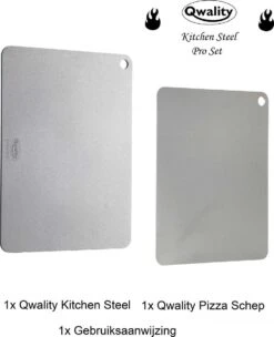 Ensemble De Pierre à Pizza En Acier PRO - Pelle à Pizza Incluse - Pierre à Pizza - Pain De Cuisson - Acier De Cuisine Par Qwality