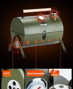 Barbecue à Charbon De Bois - Forme Cylindrique - BBQ D'été - BBQ De Jardin Extérieur Portable Pour 2 à 4 Personnes Camping Pique-nique Viande Savoureuse -Magasin D'Accessoires Pour Barbecue 976x1200