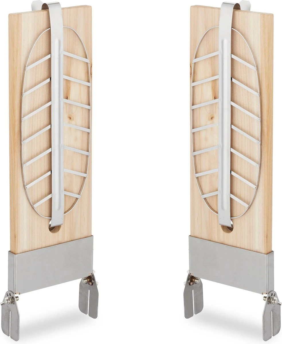 Relaxdays Ensemble De 2 Planches à Saumon Finlandais - Bois De Cèdre - Planche à Fumer Barbecue - Support Ovale - Pinces 3 Relaxdays Ensemble De 2 Planches à Saumon Finlandais - Bois De Cèdre - Planche à Fumer Barbecue - Support Ovale - Pinces