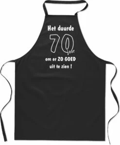 Mijncadeautje - Tablier Cadeau - Tablier D'âge - Tablier De Cuisine - 100 % Coton - Anniversaire - Noir - 90 X 65 Cm - Il A Fallu 70 Ans Pour être Aussi Beau
